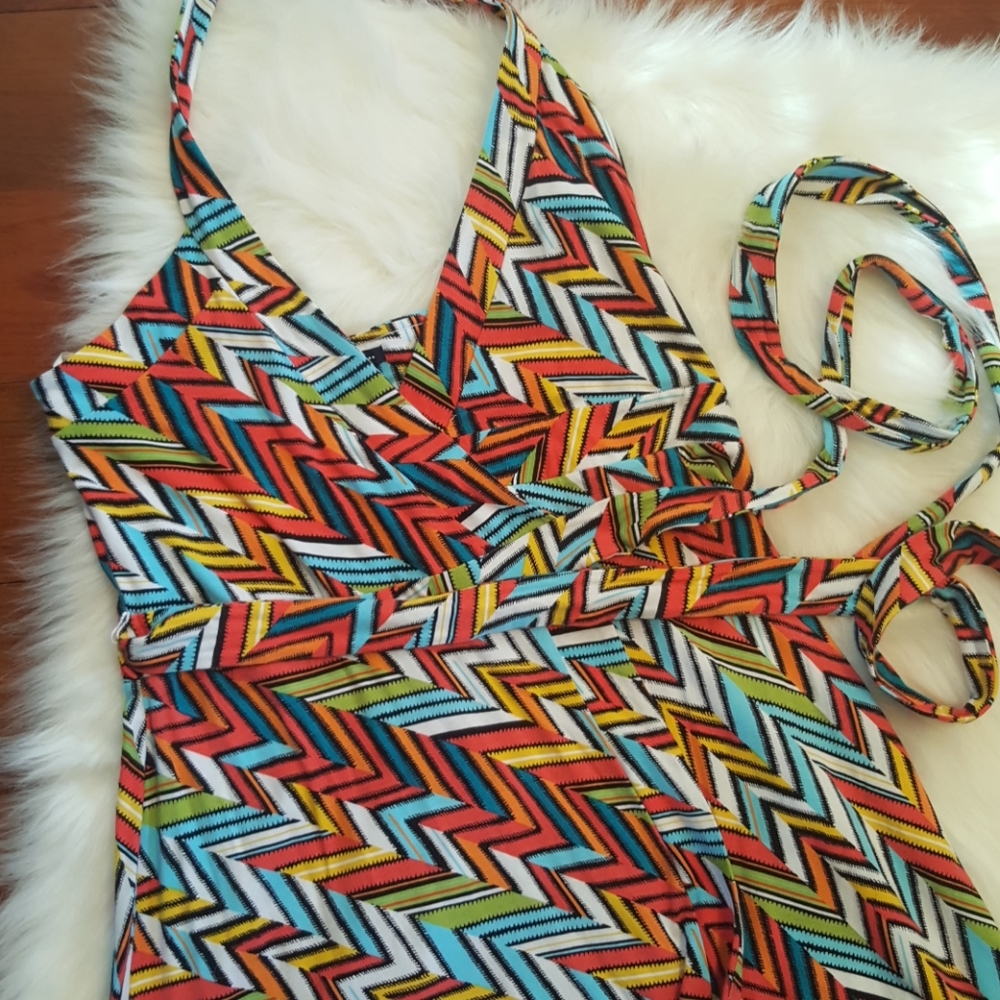 Gap Halter wrap dress in zigzag print - Picture 5 of 8